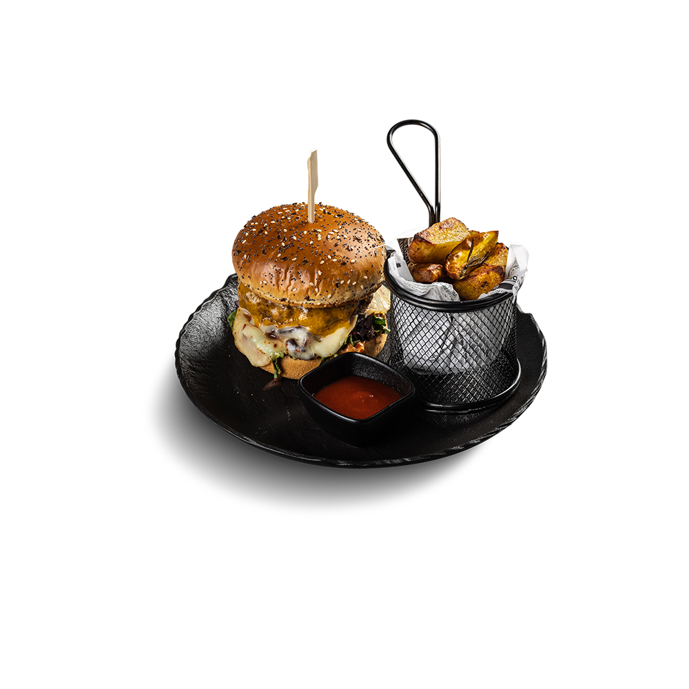 “Pepa” – cheesburger cu cartofi prăjiți